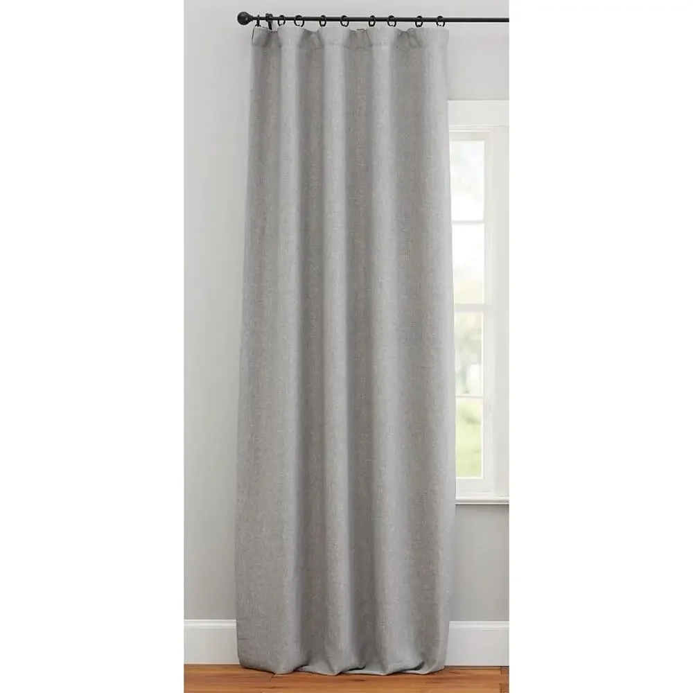 $569 Pottery Barn Belgian Flax Linen Blackout Curtain Panel, 150 x 96